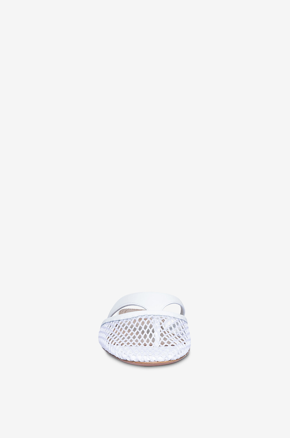 ALAÏA Flache Pantoletten aus Lackleder und Netz Infradito Damen WEISS 2