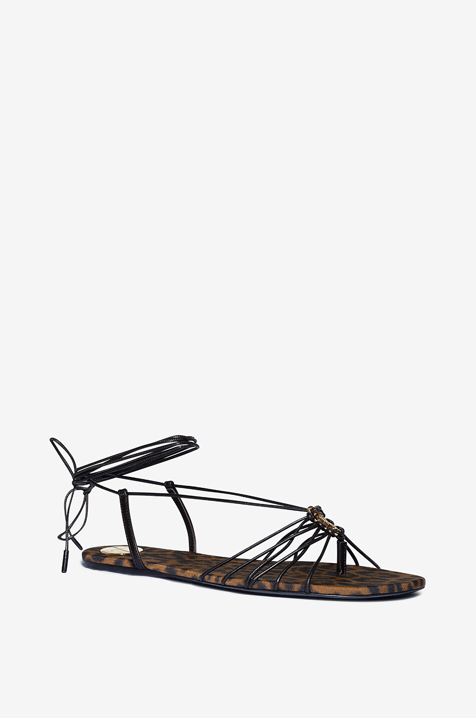 SAINT LAURENT PARIS Babylone 05 flat nappa leather sandals Women BROWN 1