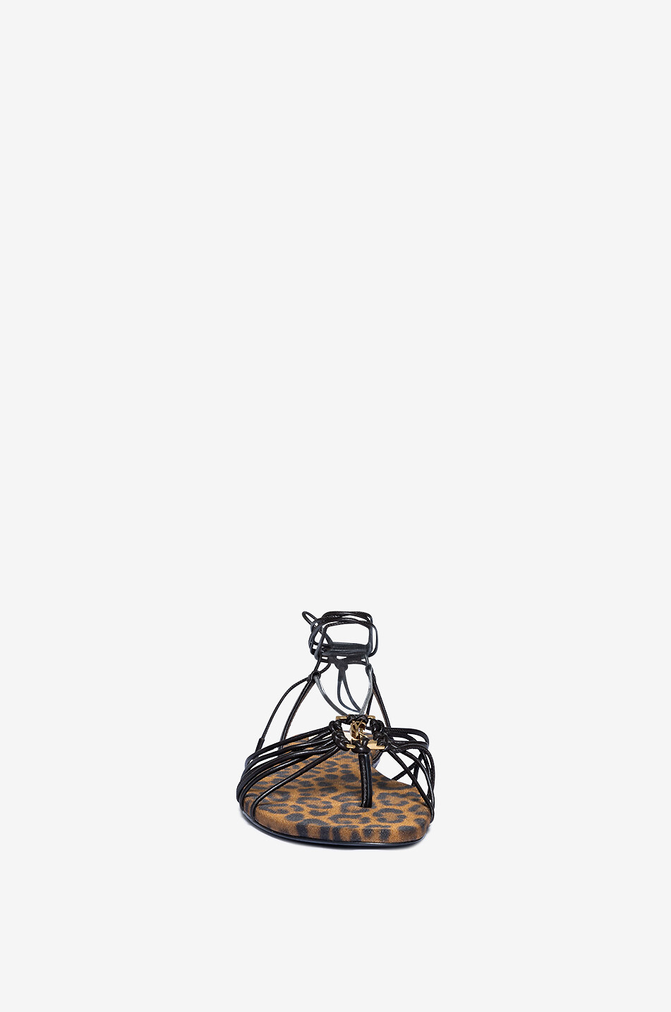 SAINT LAURENT PARIS Babylone 05 flat nappa leather sandals Women BROWN 2