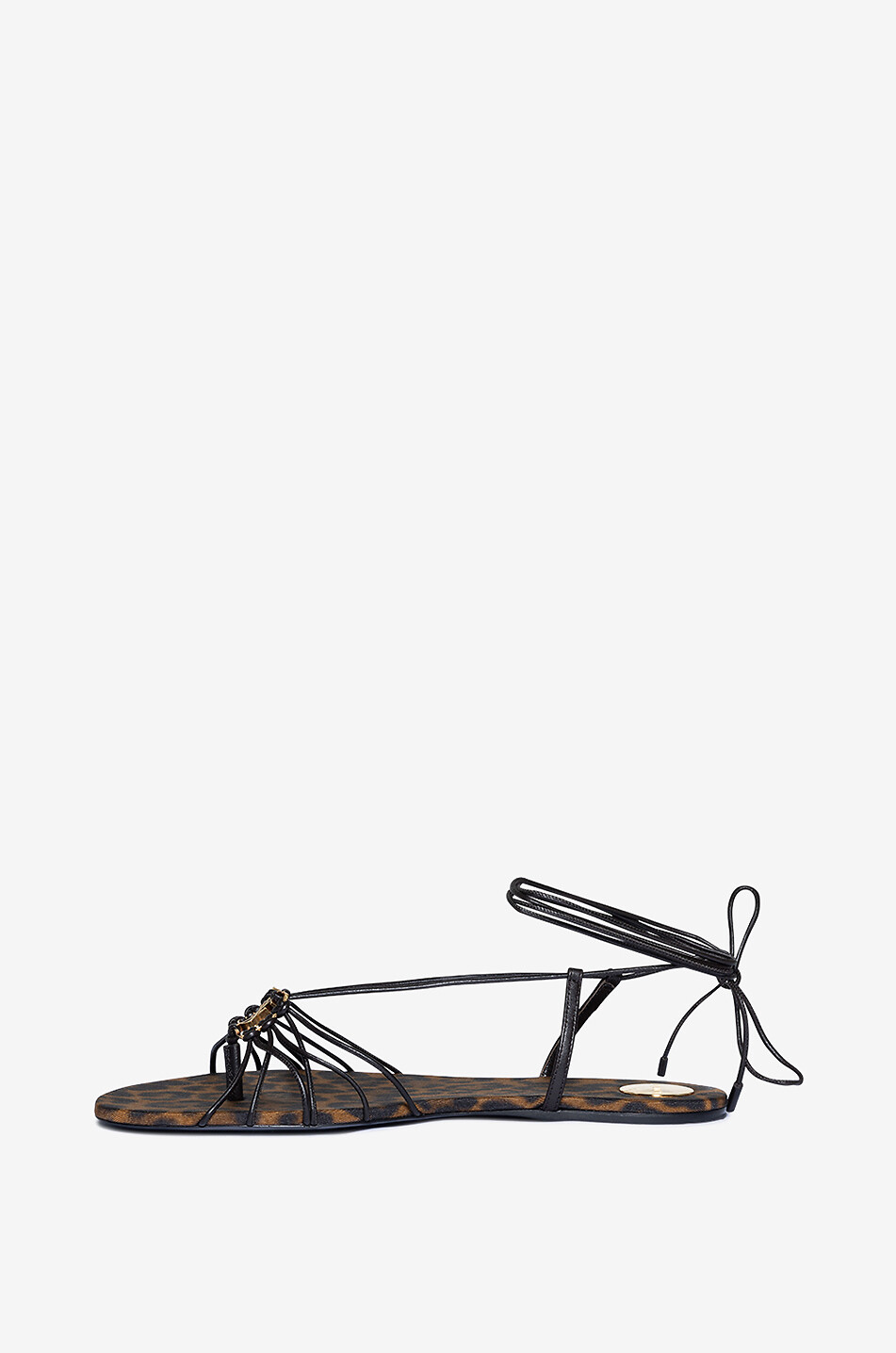 SAINT LAURENT PARIS Babylone 05 flat nappa leather sandals Women BROWN 3