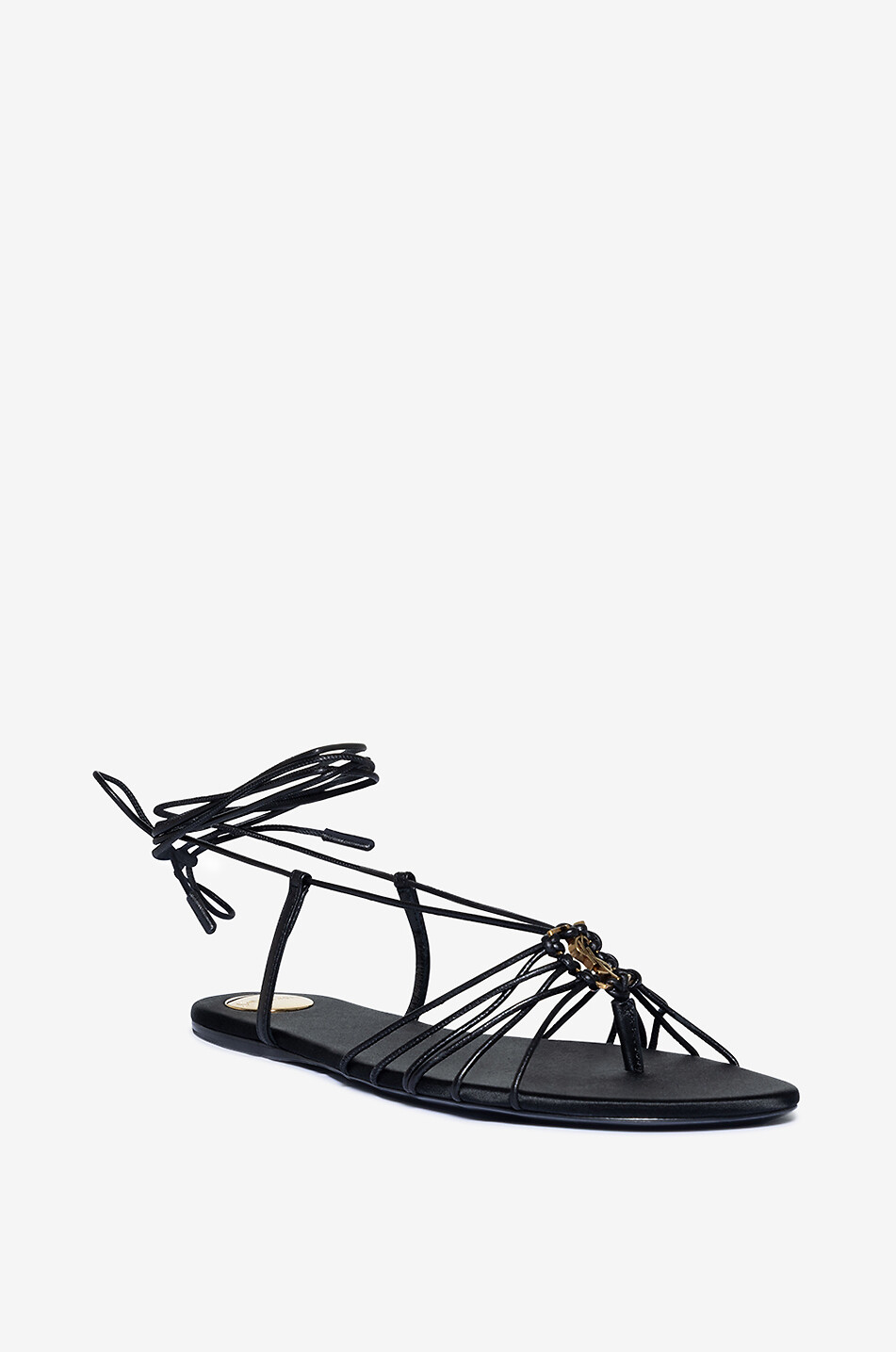 SAINT LAURENT PARIS Babylone 05 flat nappa leather sandals Women BLACK 1