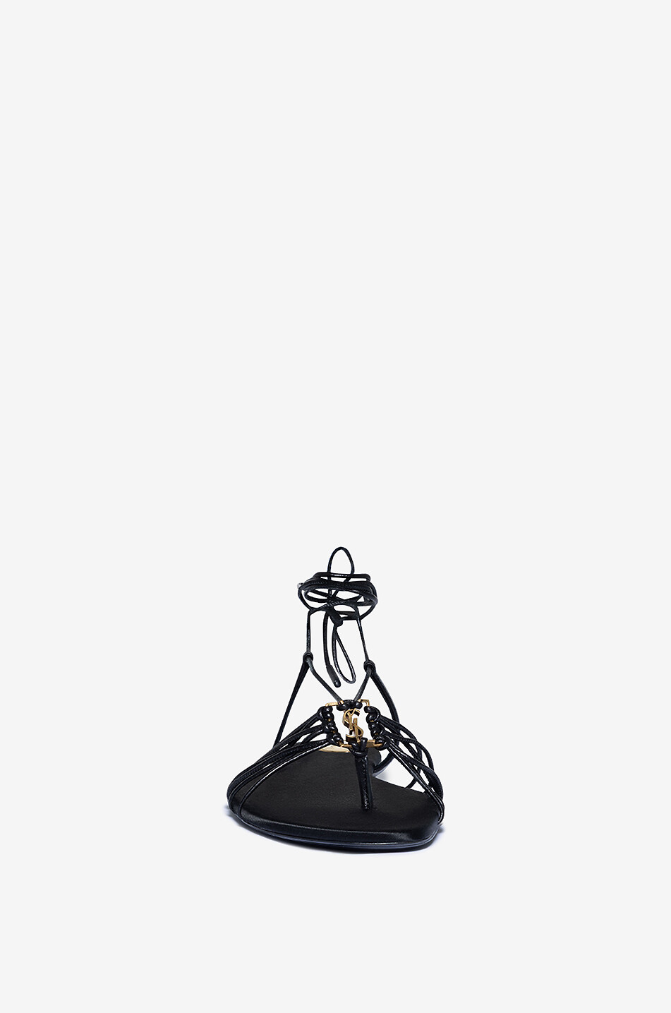 SAINT LAURENT PARIS Babylone 05 flat nappa leather sandals Women BLACK 2