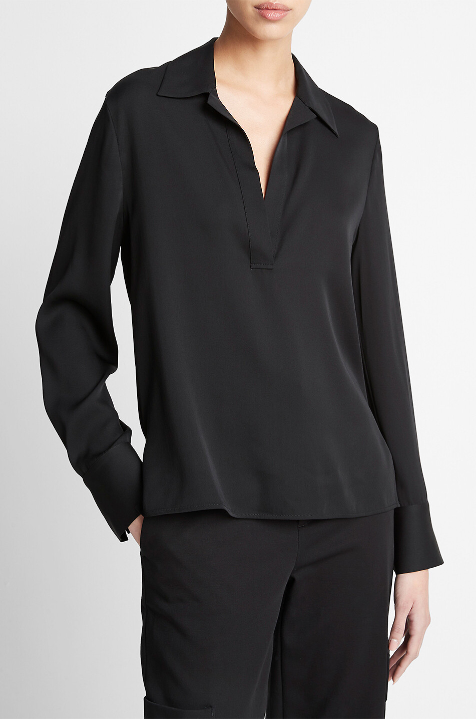 VINCE Langärmelige Bluse aus Seide Damen SCHWARZ 3