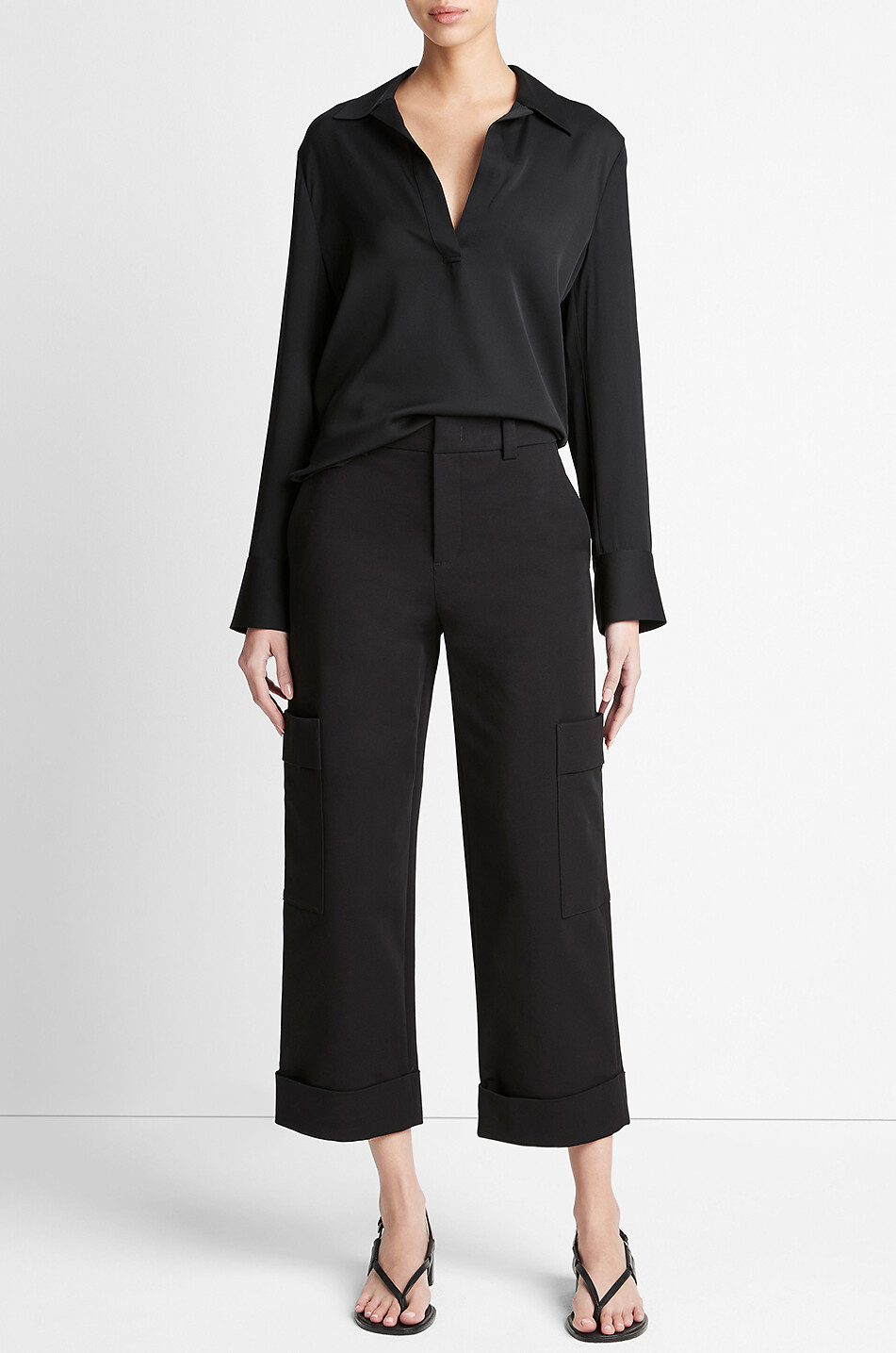 VINCE Langärmelige Bluse aus Seide Damen SCHWARZ 5