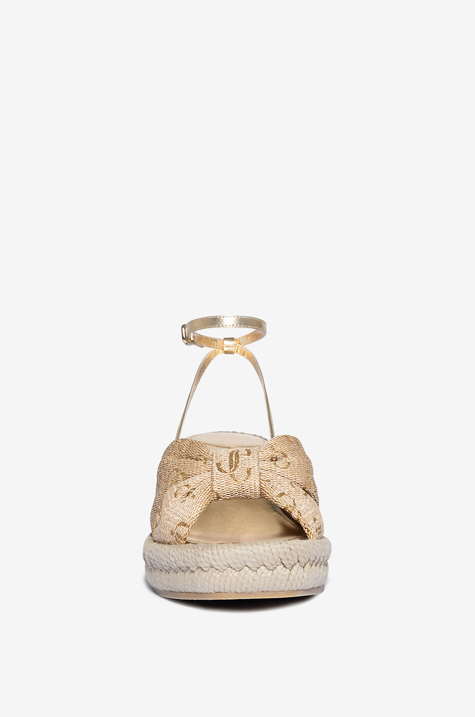 JIMMY CHOO Sandales compensées en raphia Aella 60 Femme DORE 2