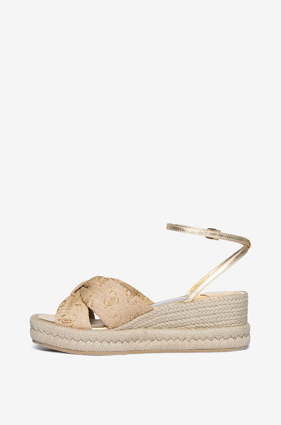JIMMY CHOO Sandales compensées en raphia Aella 60 Femme DORE 3
