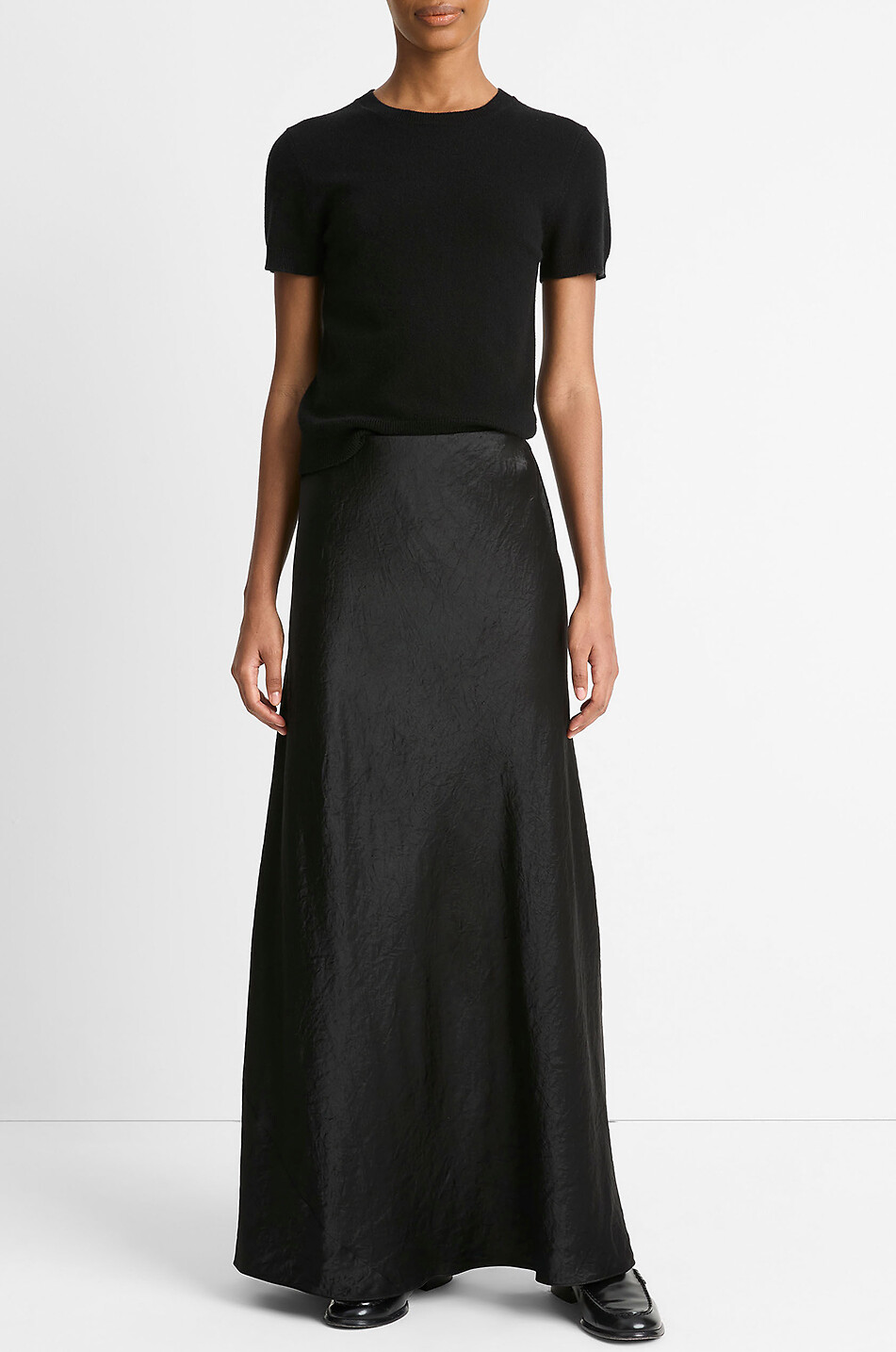VINCE Langer Rock aus Satin Damen SCHWARZ 4
