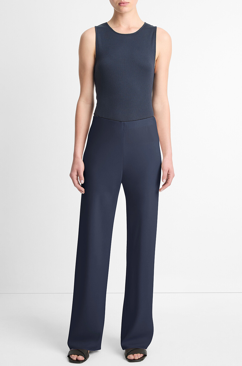 VINCE High-rise wide-leg trousers Women DARK BLUE 3