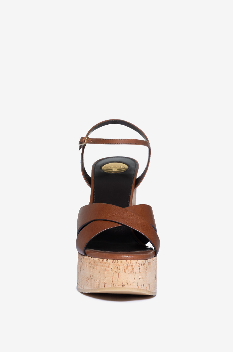 SAINT LAURENT PARIS Bianca 80 smooth leather platform sandals Women BROWN 2