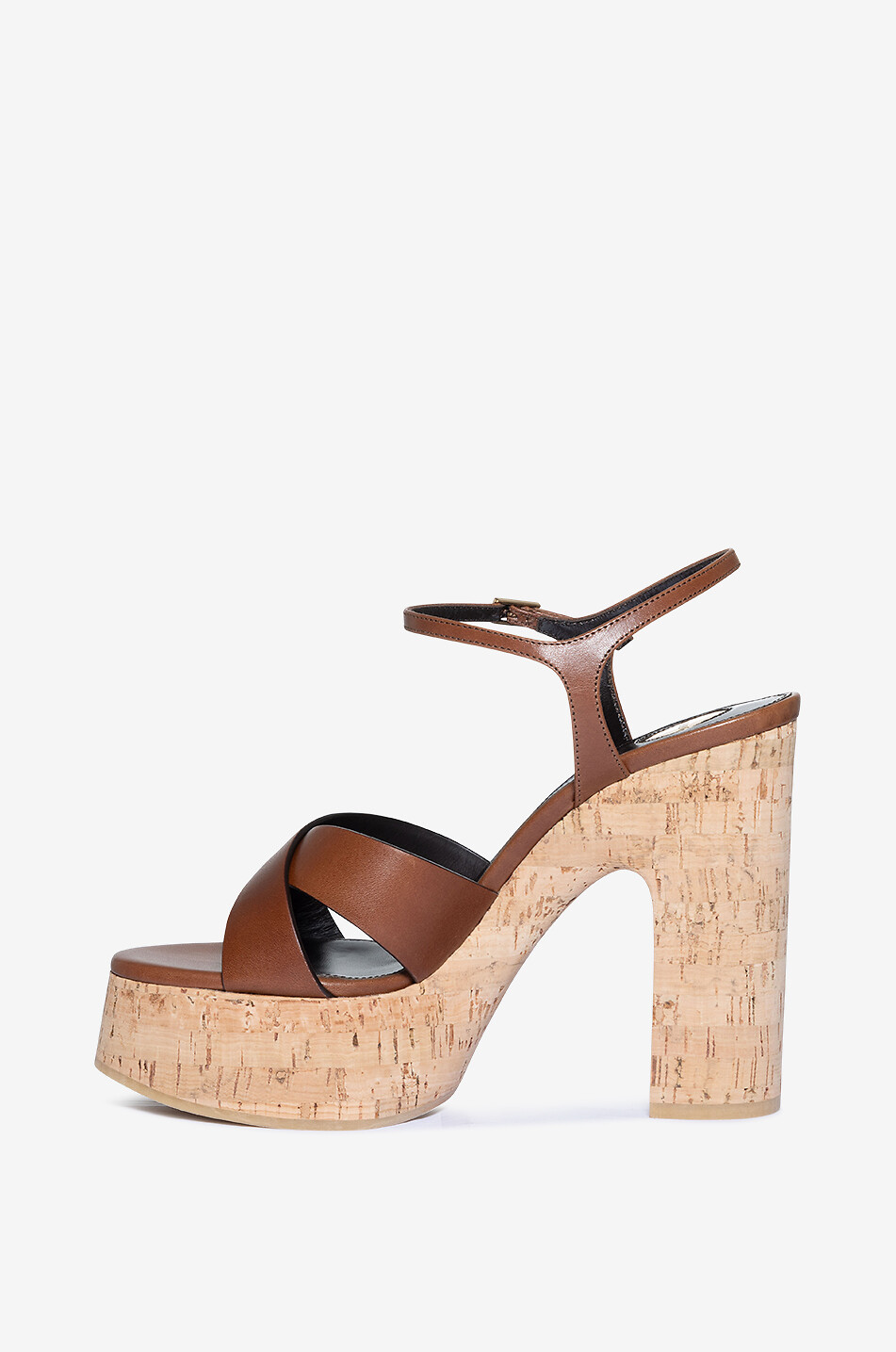 SAINT LAURENT PARIS Bianca 80 smooth leather platform sandals Women BROWN 3