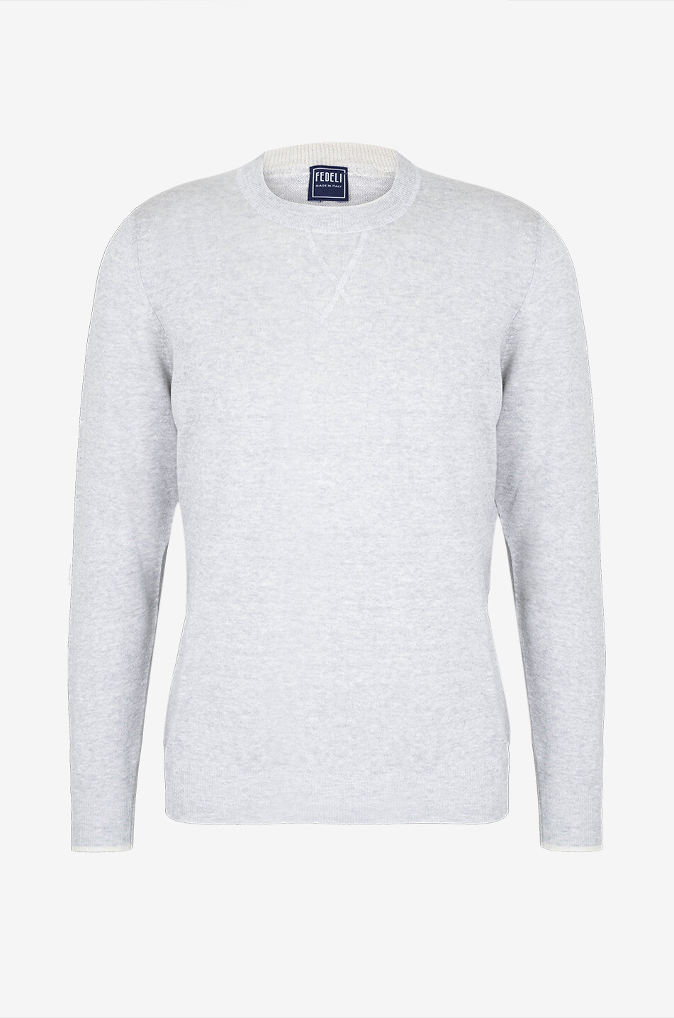 FEDELI David linen and cotton round neck jumper Men LIGHT GREY 1