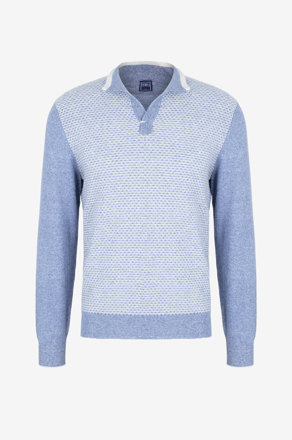 Pull jacquard en cachemire et lin à col montant fendu Buk