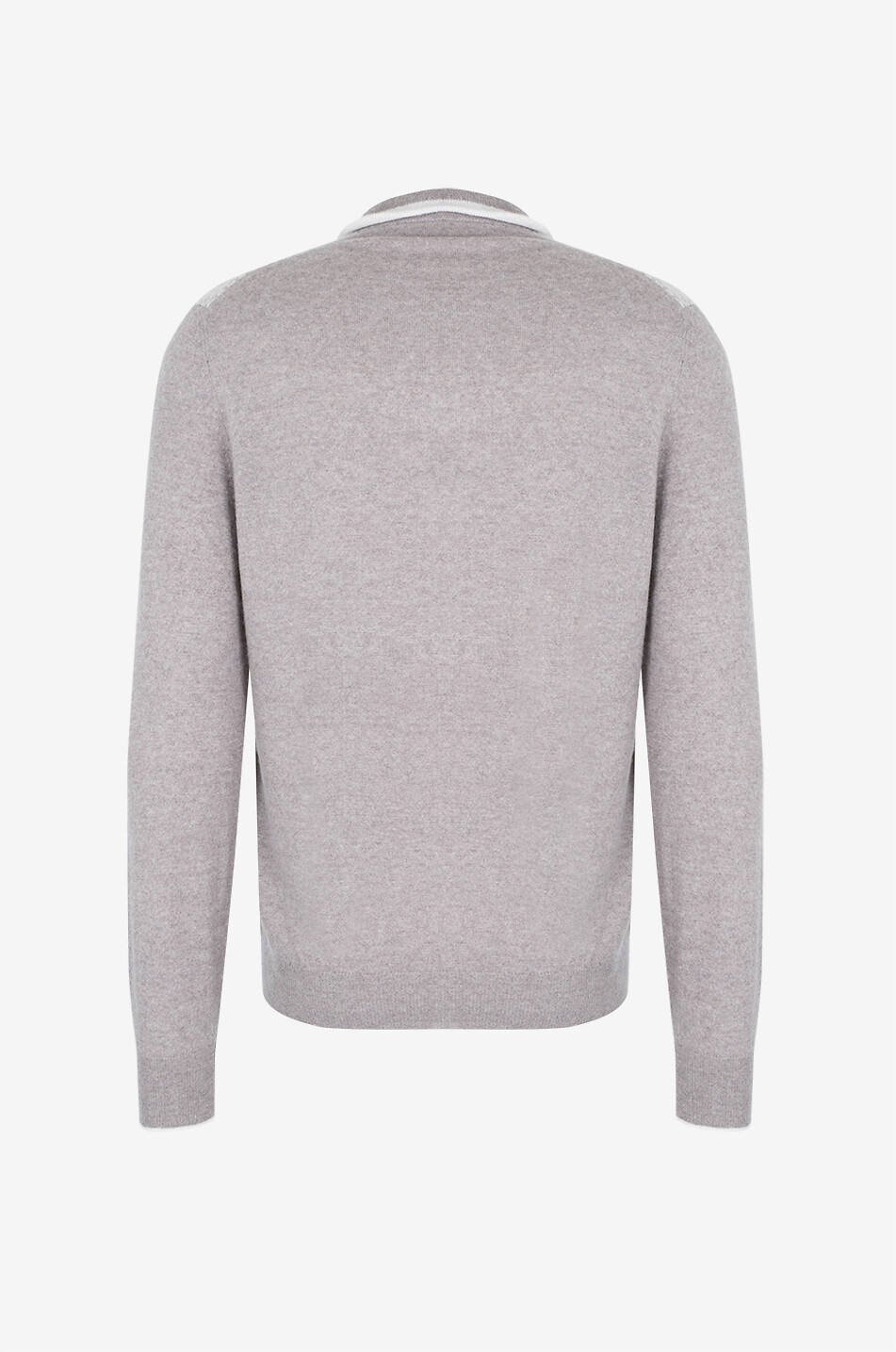 Kaschmir- und Leinenjacquardpullover mit geschlitztem Stehkragen Buk