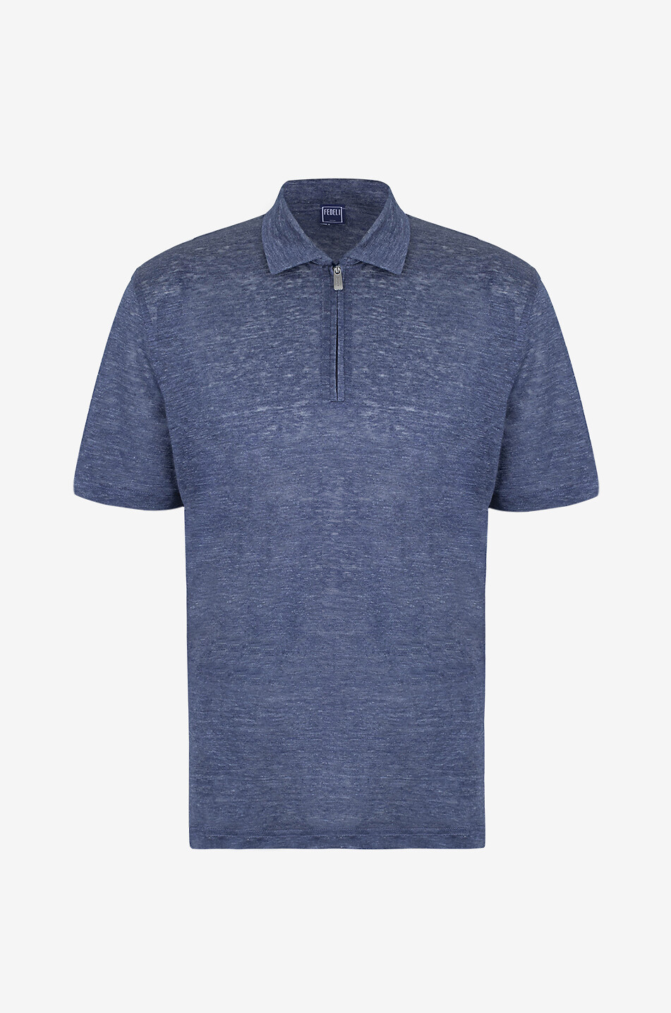 Zippy short-sleeved linen jersey polo shirt