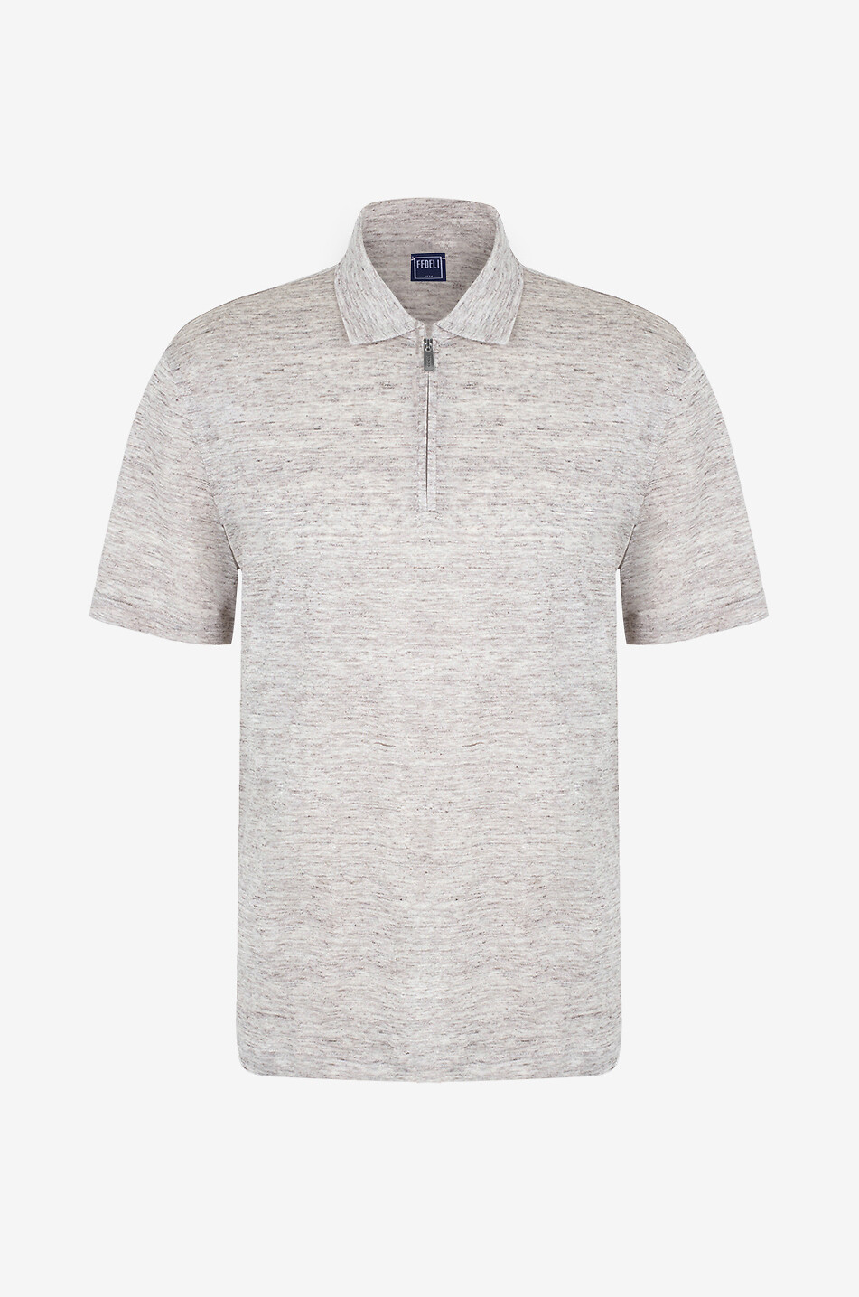 FEDELI Kurzarm-Polohemd aus Leinenjersey Zippy Herren BRAUN 1