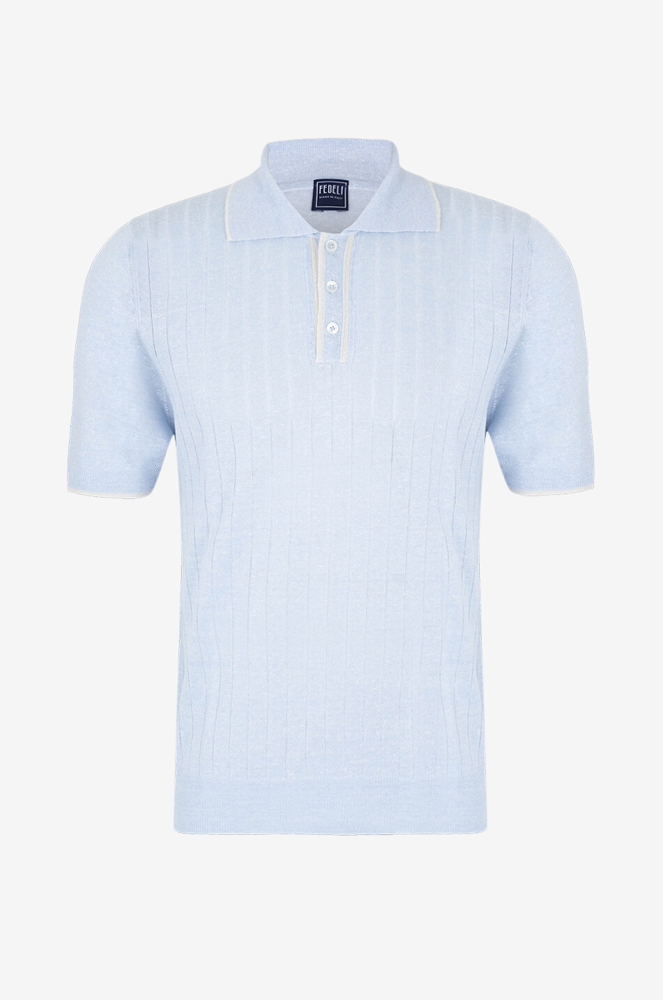 FEDELI Polo en maille côtelée à manches courtes Irlandia Homme BLEU CLAIR 1