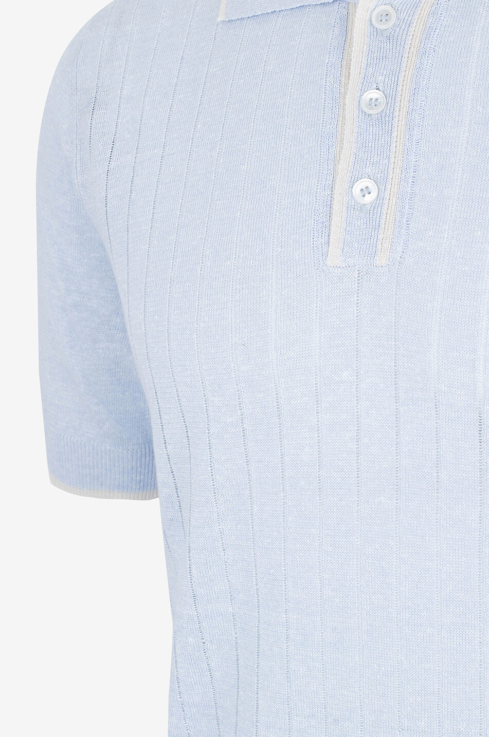 FEDELI Polo en maille côtelée à manches courtes Irlandia Homme BLEU CLAIR 3