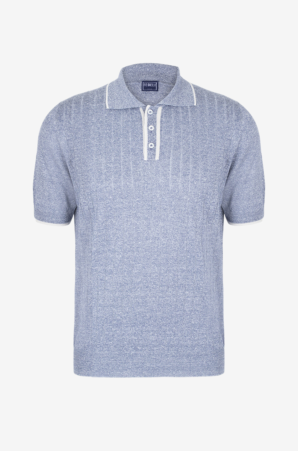 FEDELI Polo en maille côtelée à manches courtes Irlandia Homme BLEU FONCE 1