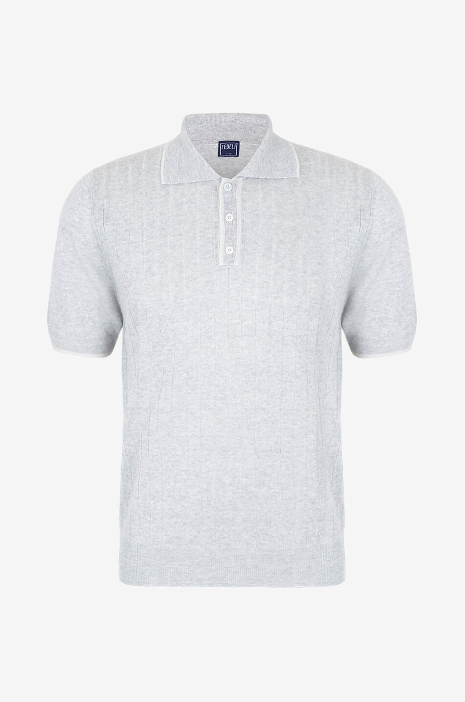 FEDELI Polo en maille côtelée à manches courtes Irlandia Homme GRIS CLAIR 1