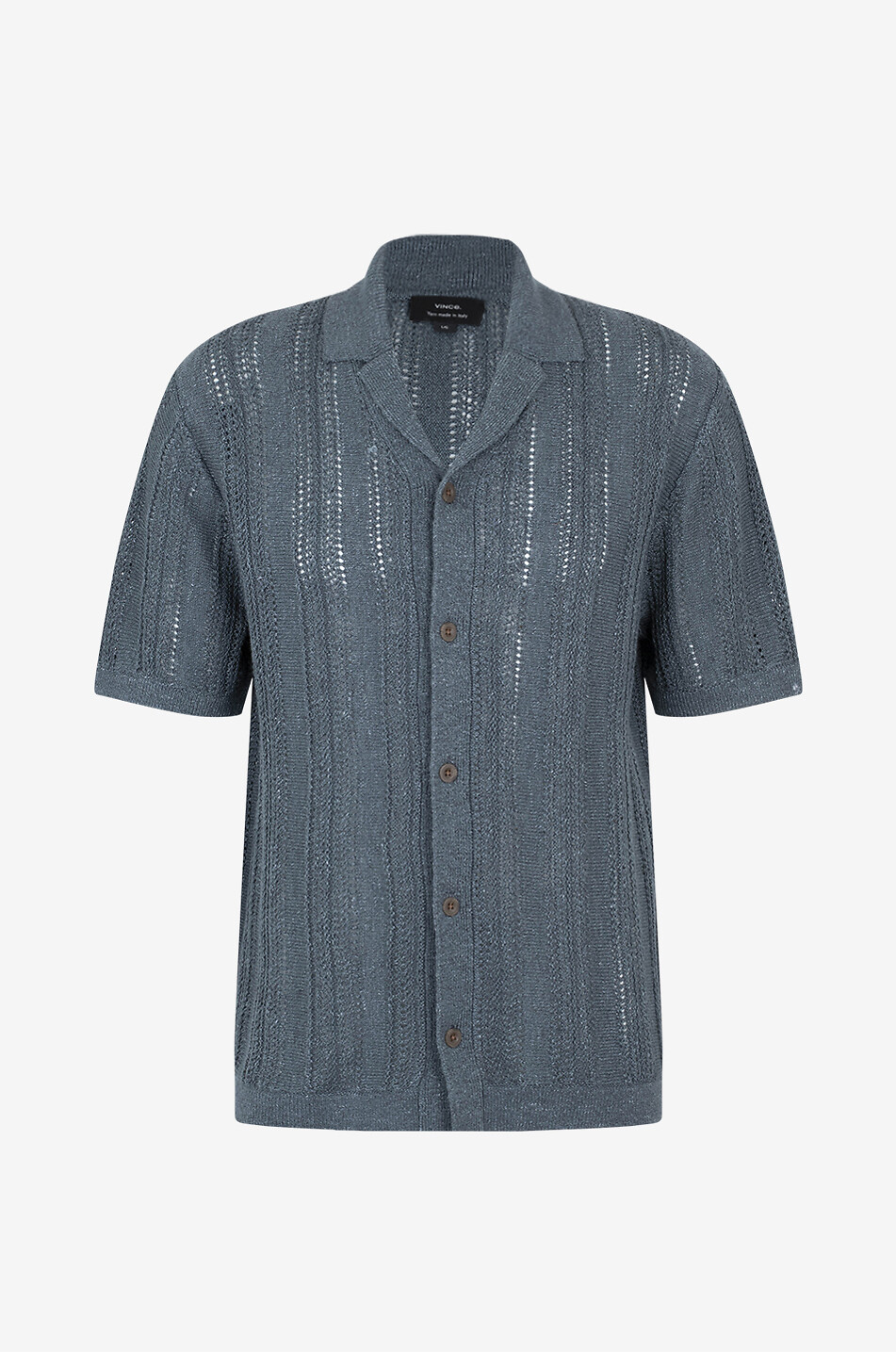 VINCE Lochstrick-Kurzarm-Hemd Cabana Herren MITTELBLAU 1