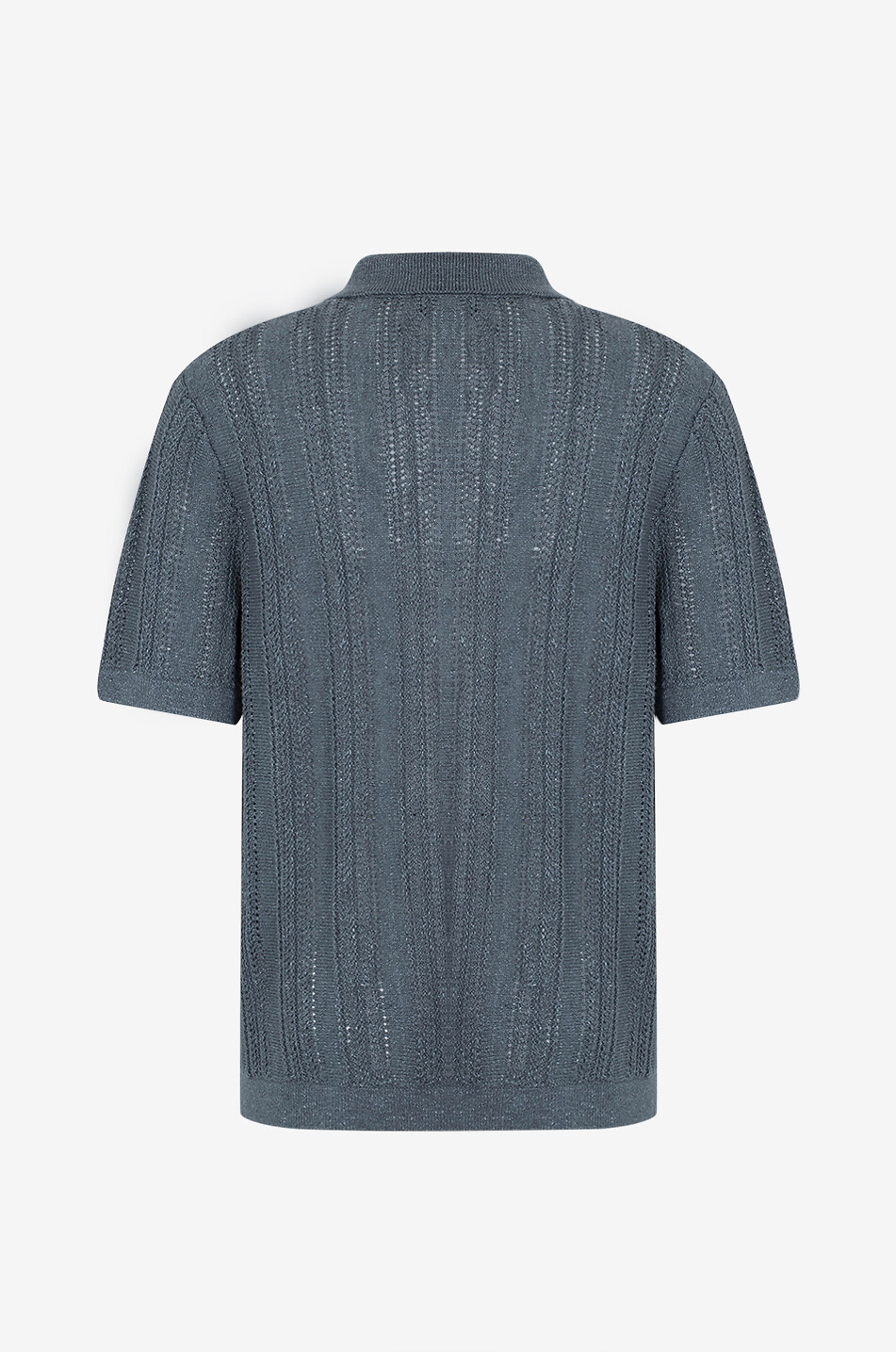 VINCE Lochstrick-Kurzarm-Hemd Cabana Herren MITTELBLAU 2