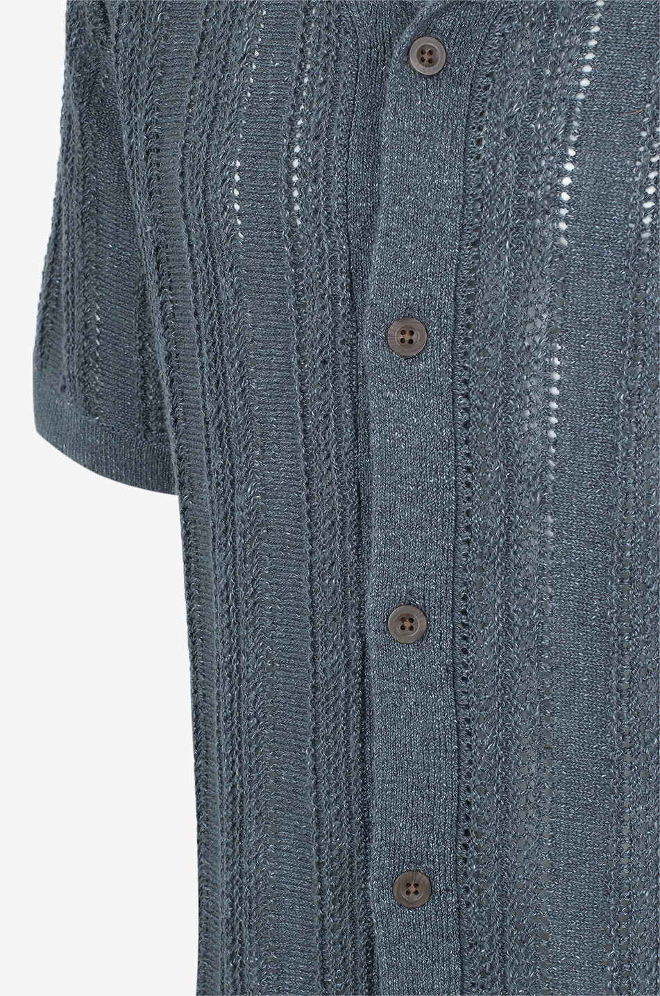 VINCE Lochstrick-Kurzarm-Hemd Cabana Herren MITTELBLAU 4