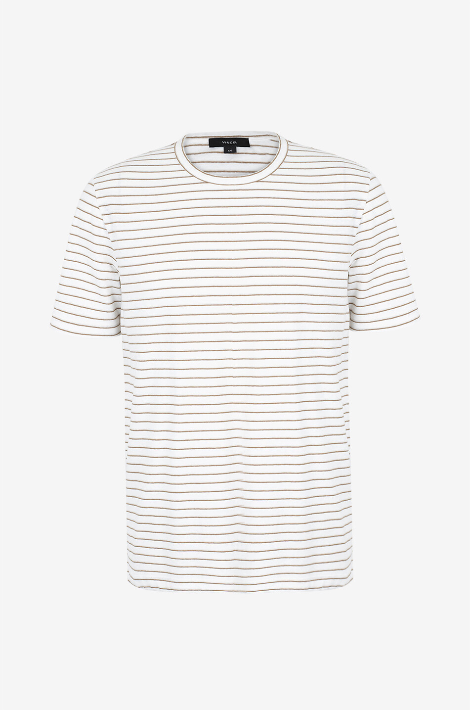 VINCE T-shirt à manches courtes en lin et coton Shadow Stripe Homme BLANC CASSE 1