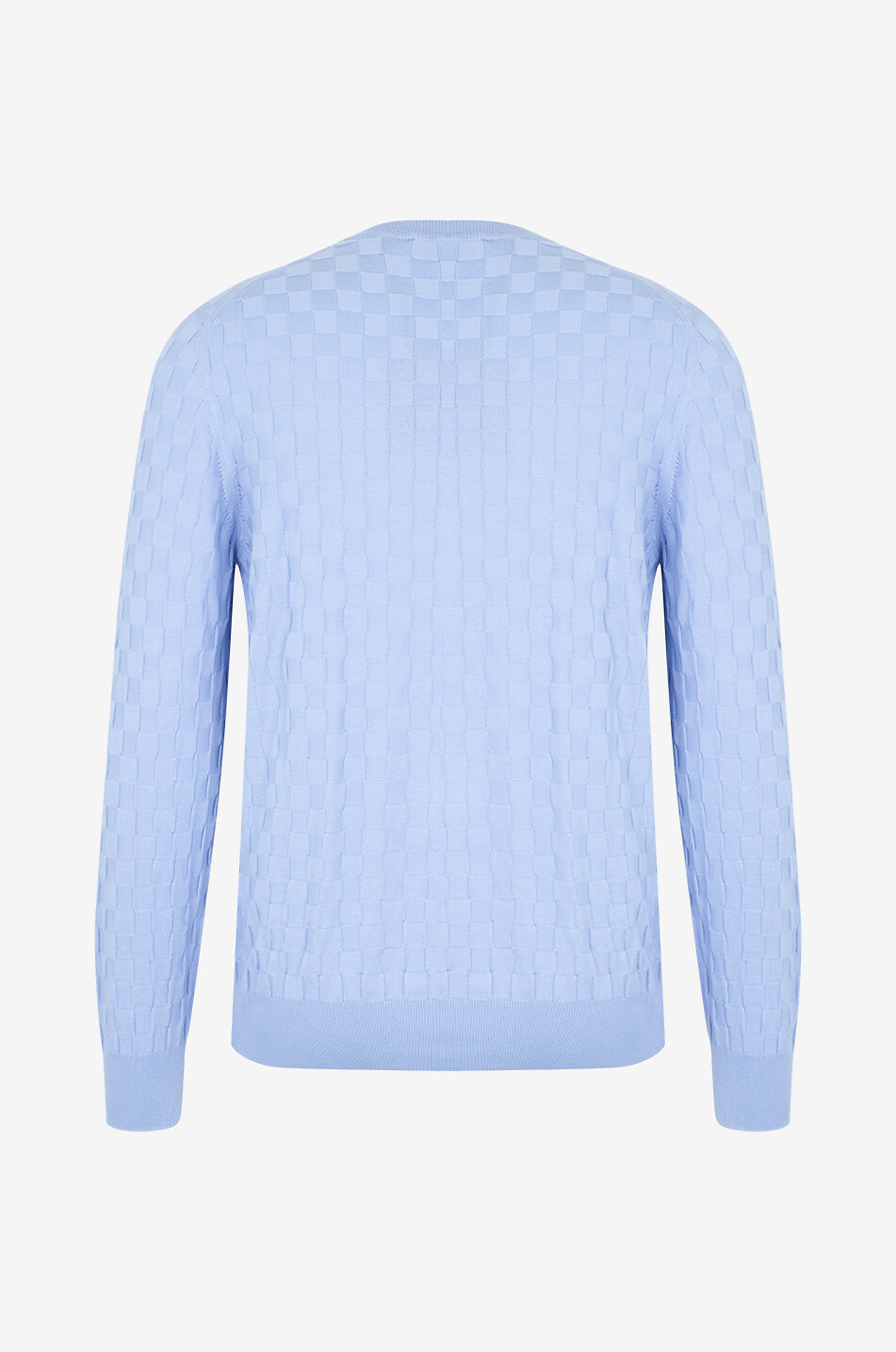 GRAN SASSO Pull à col rond en coton motif damier Homme BLEU CLAIR 2
