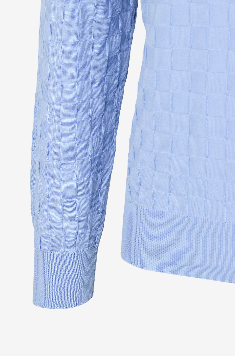 GRAN SASSO Pull à col rond en coton motif damier Homme BLEU CLAIR 3