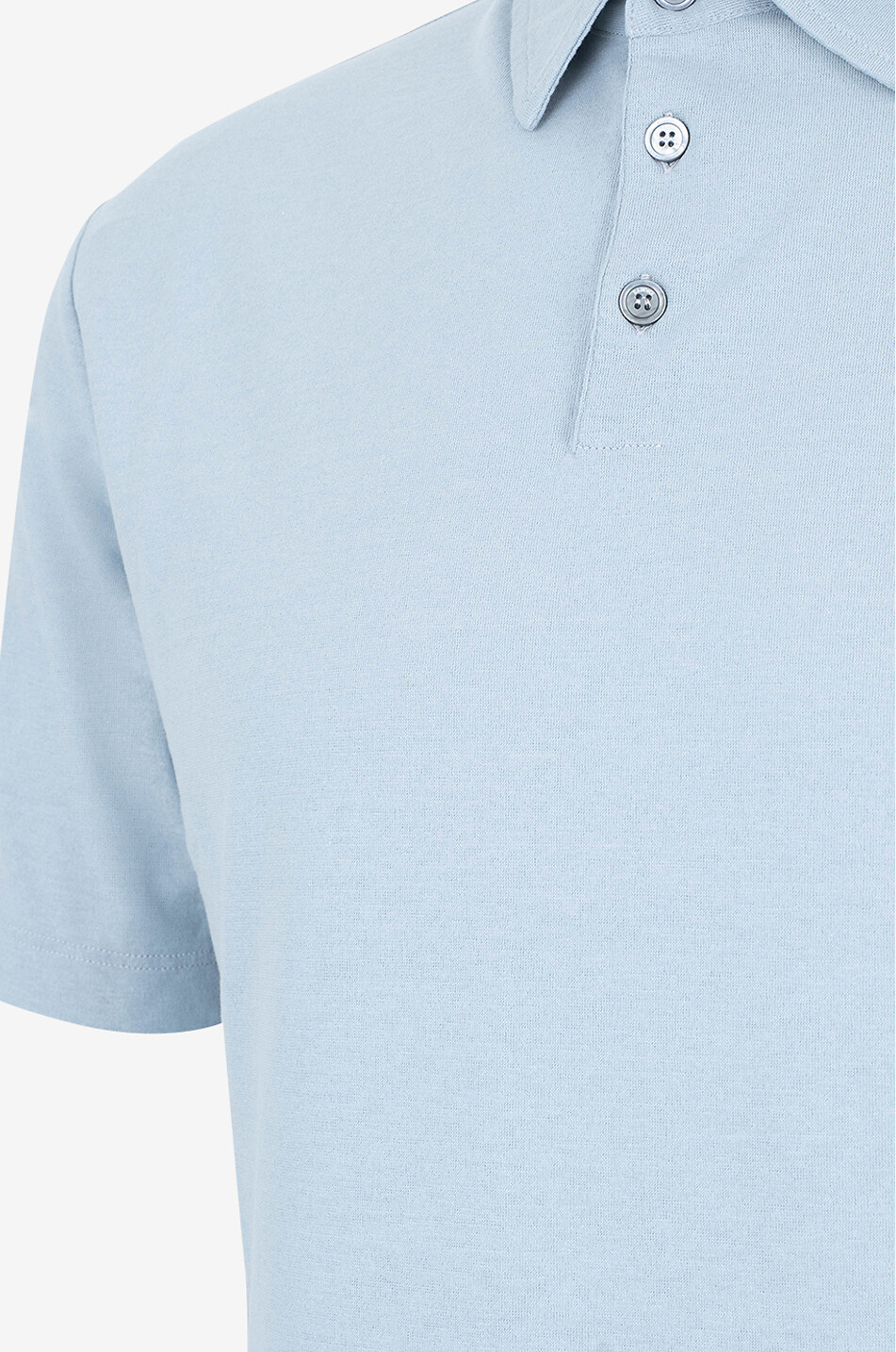 Cotton short-sleeved knit polo shirt - ZANONE - LIGHT BLUE