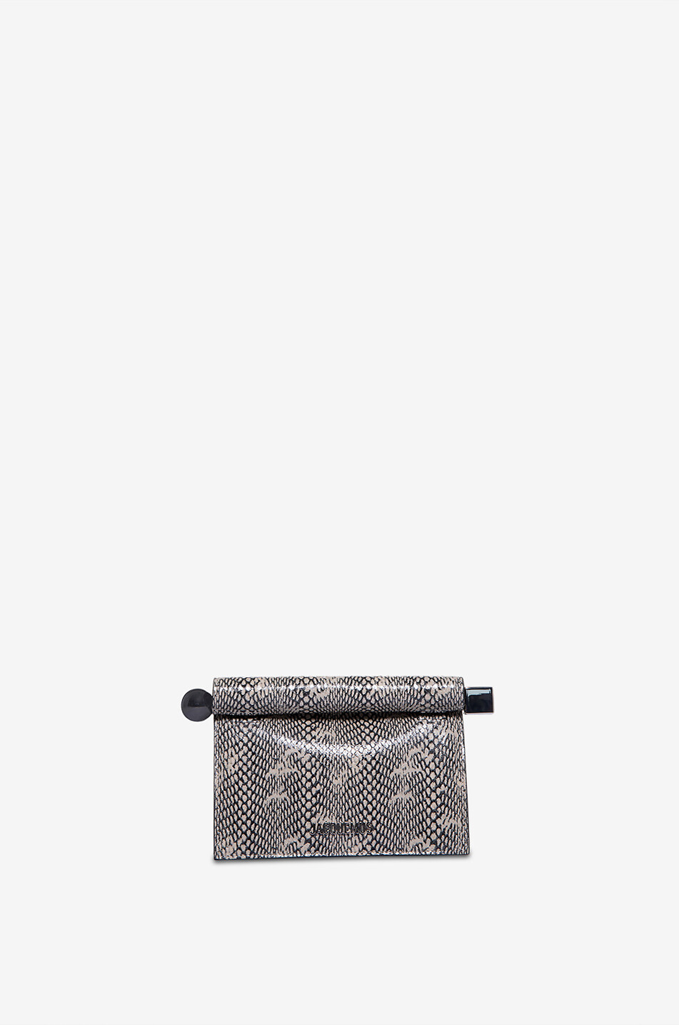 JACQUEMUS La petite pochette Rond Carré snake effect leather clutch Women BEIGE 1