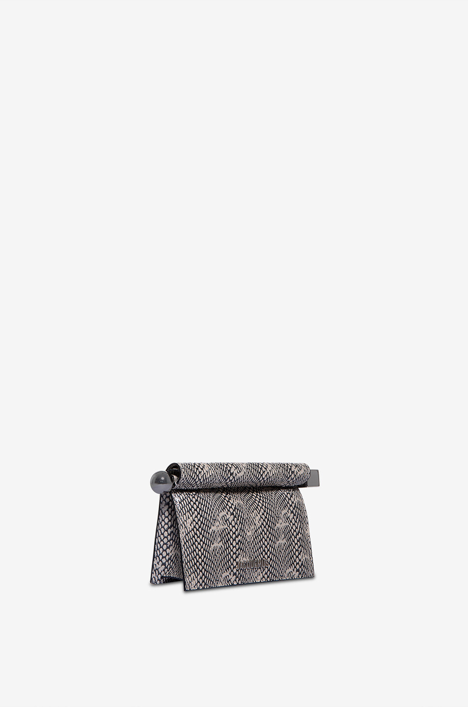 JACQUEMUS La petite pochette Rond Carré snake effect leather clutch Women BEIGE 2
