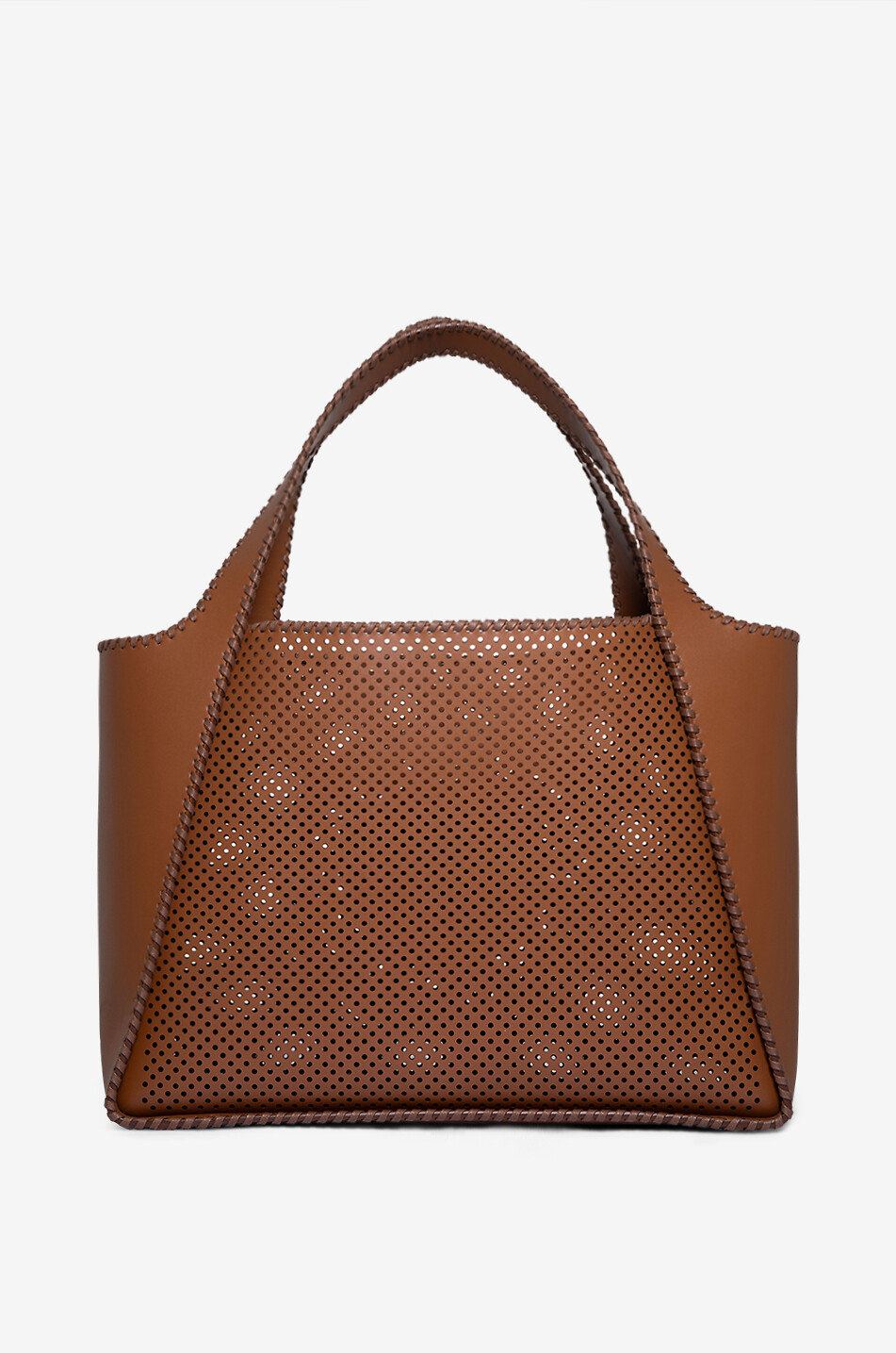 STELLA McCARTNEY Stella Logo perforated faux leather tote bag Women BROWN 3
