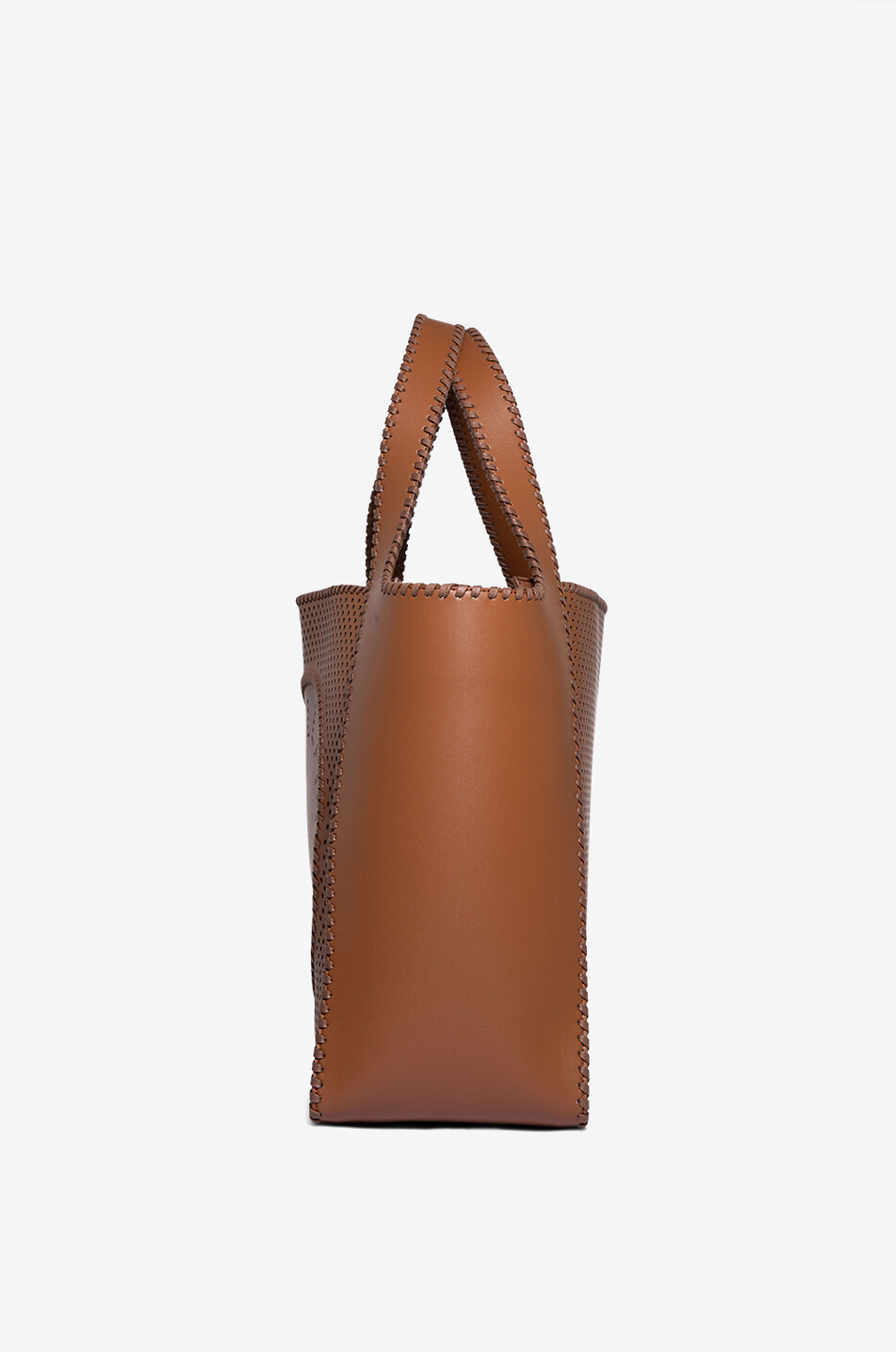 STELLA McCARTNEY Stella Logo perforated faux leather tote bag Women BROWN 4