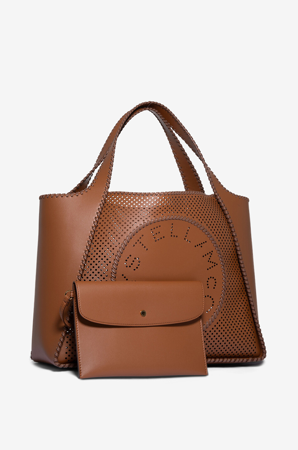 STELLA McCARTNEY Stella Logo perforated faux leather tote bag Women BROWN 5