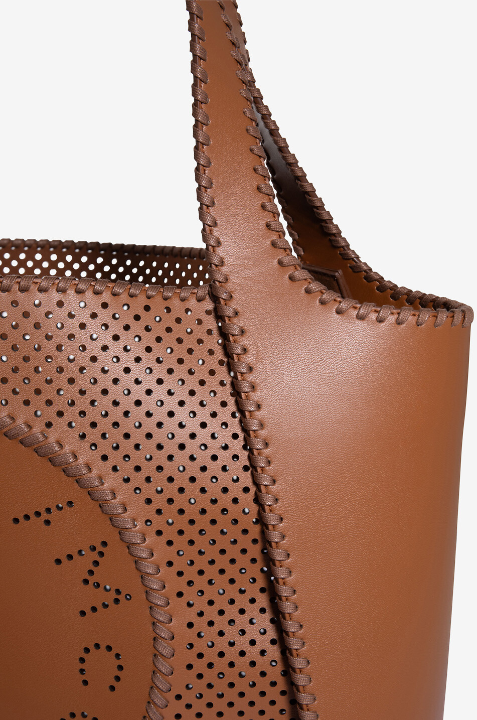 STELLA McCARTNEY Stella Logo perforated faux leather tote bag Women BROWN 6