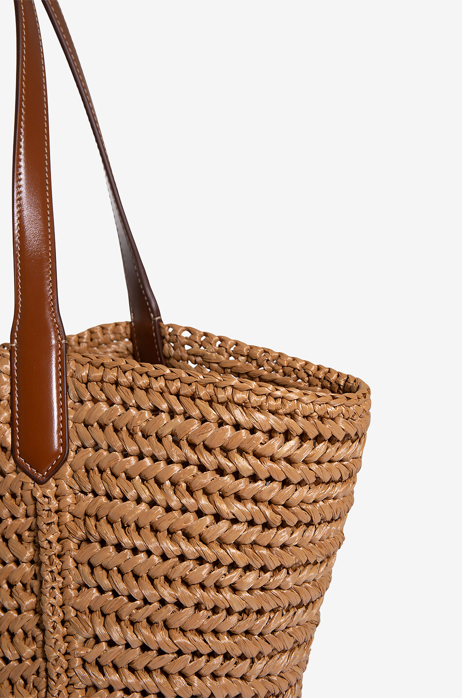 TOM FORD Tara Medium raffia and smooth leather tote bag Women BEIGE 5
