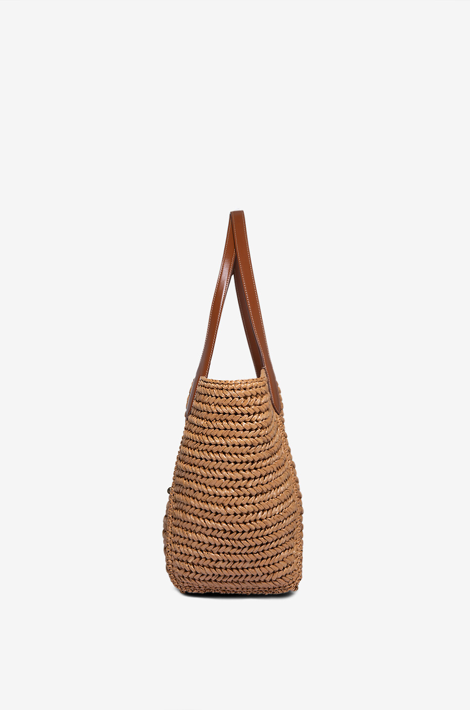 TOM FORD Tara Medium raffia and smooth leather tote bag Women BEIGE 4