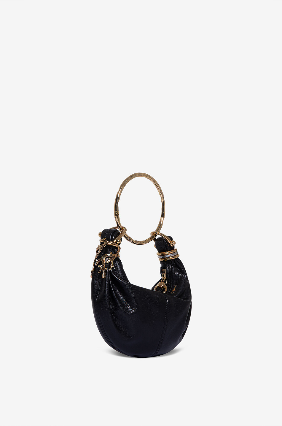 CHLOE Sac hobo en cuir grainé Bracelet Mini Femme NOIR 2