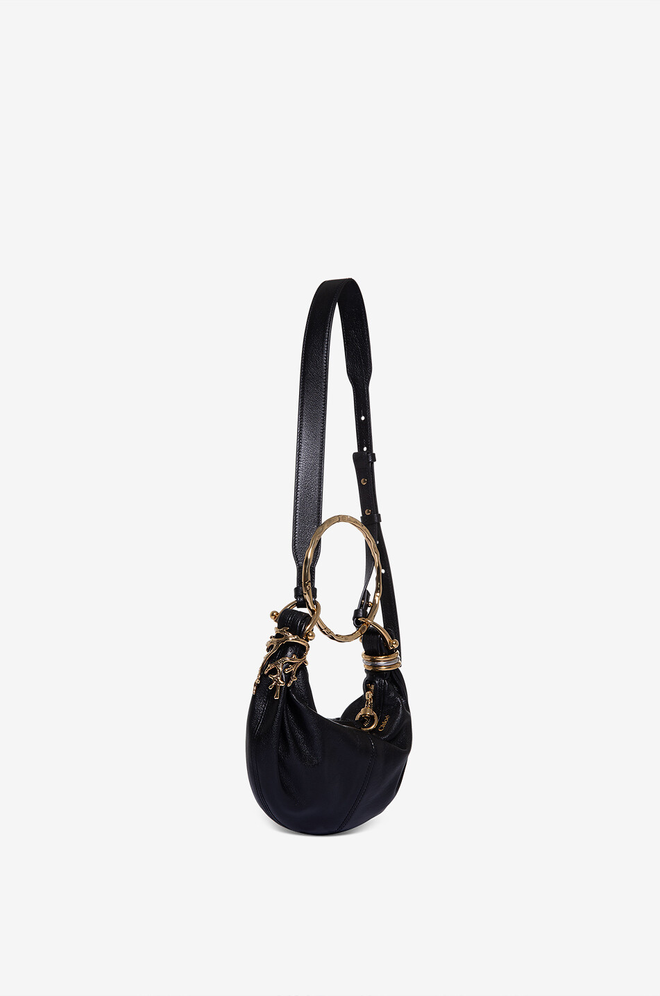 CHLOE Sac hobo en cuir grainé Bracelet Mini Femme NOIR 5