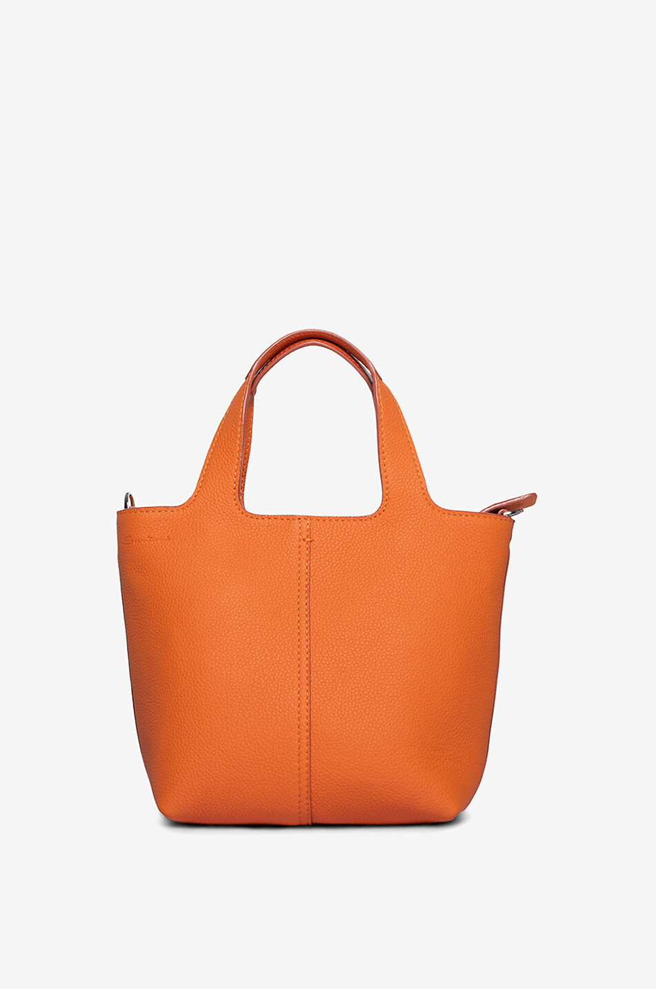 SANTONI Sac à main en cuir grainé Chapelier Mini Femme ORANGE FONCÉ 1