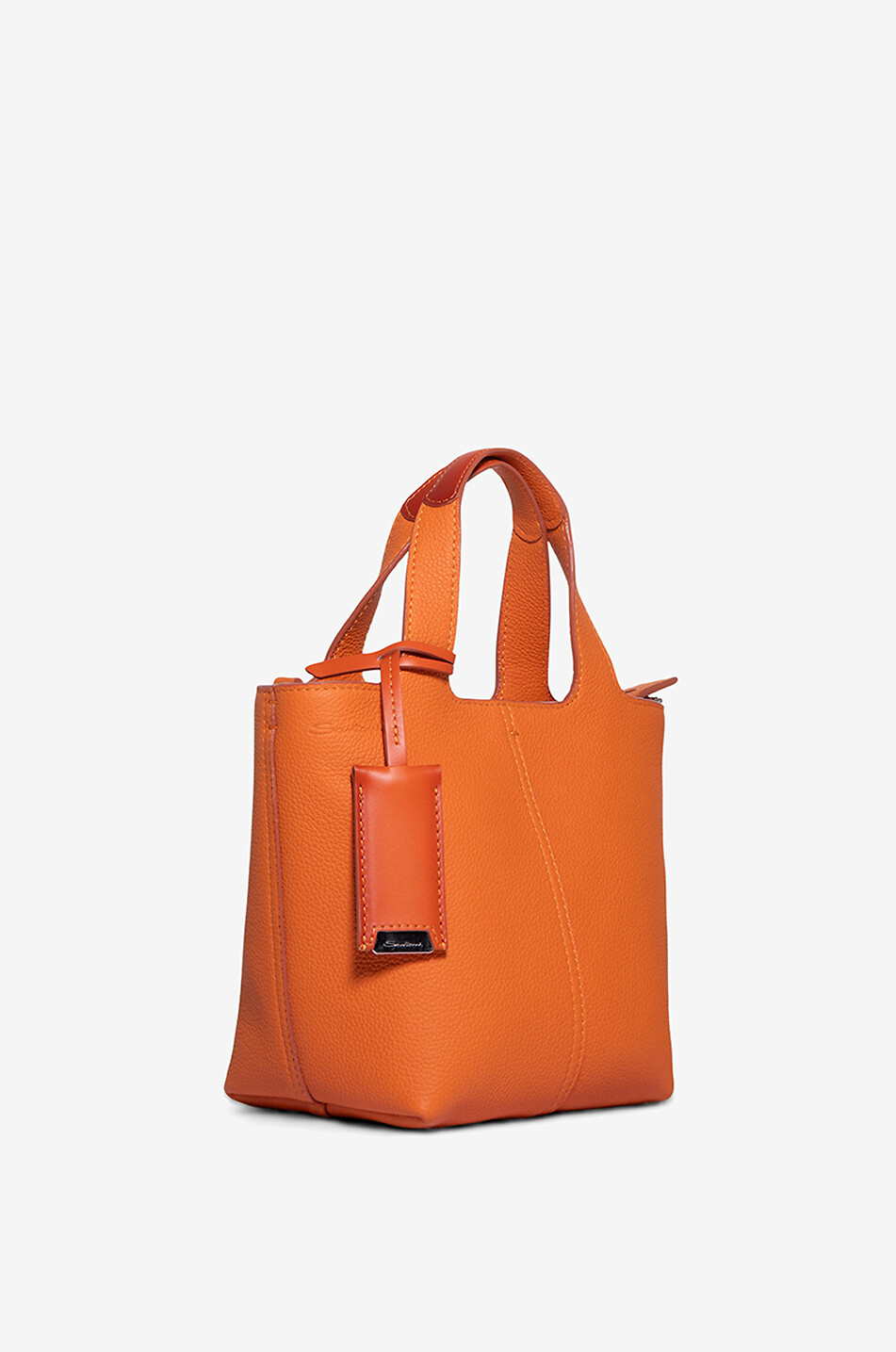 SANTONI Sac à main en cuir grainé Chapelier Mini Femme ORANGE FONCÉ 2