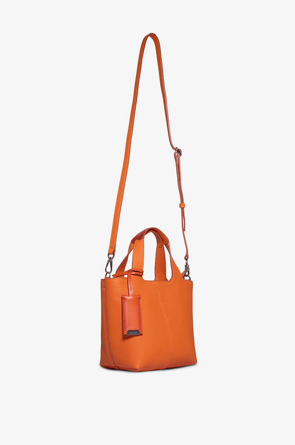 SANTONI Sac à main en cuir grainé Chapelier Mini Femme ORANGE FONCÉ 5