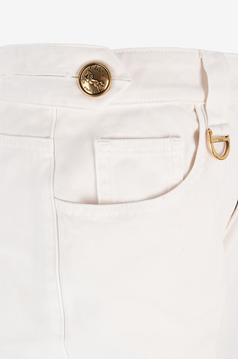 CHLOE Pantalon droit en toile de coton bio Femme BLANC 3