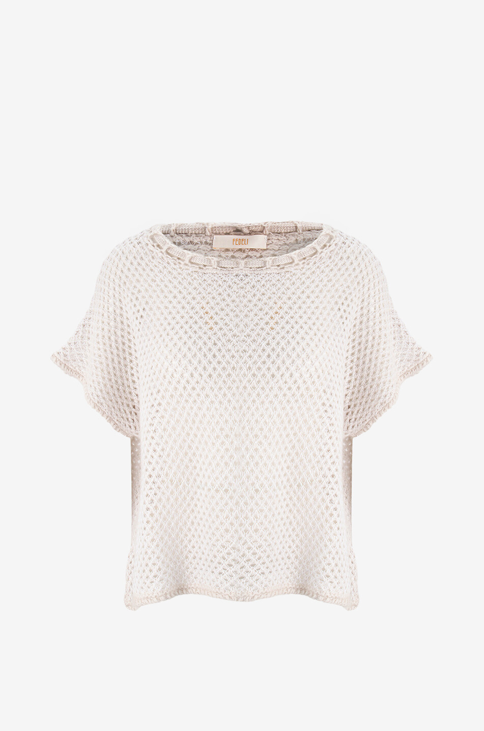 FEDELI Sicea cashmere and linen short-sleeved jumper Women LIGHT GREY 1