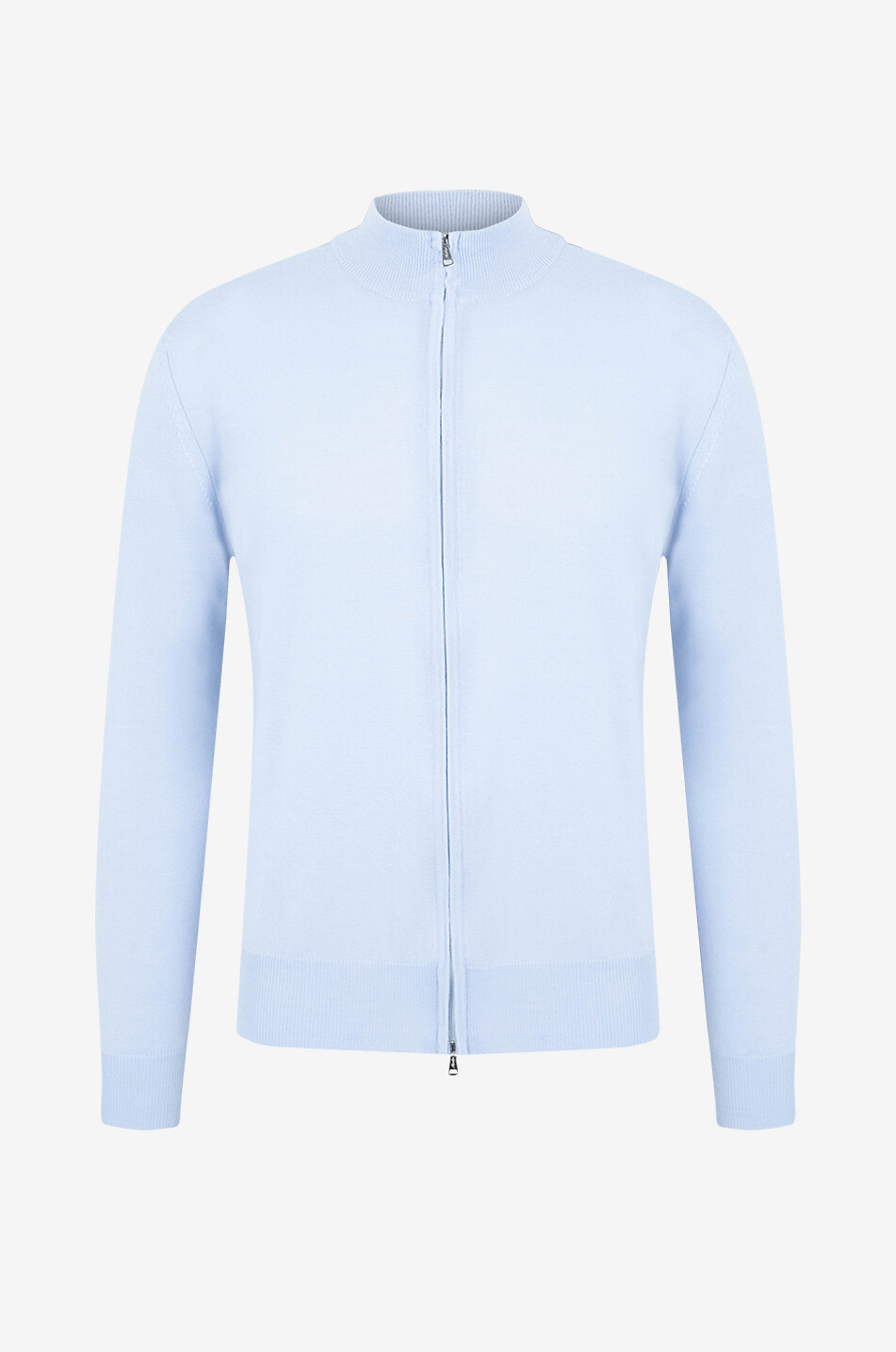 Pullover aus extrafeiner Merinowolle mit Stehkragen und Zip Cashwool