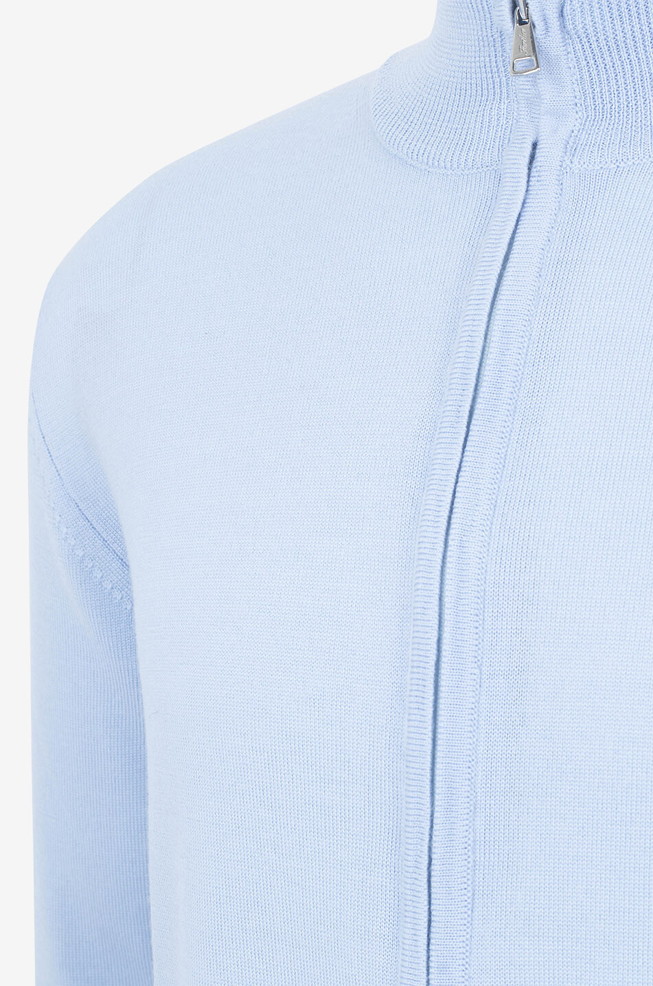 Pullover aus extrafeiner Merinowolle mit Stehkragen und Zip Cashwool