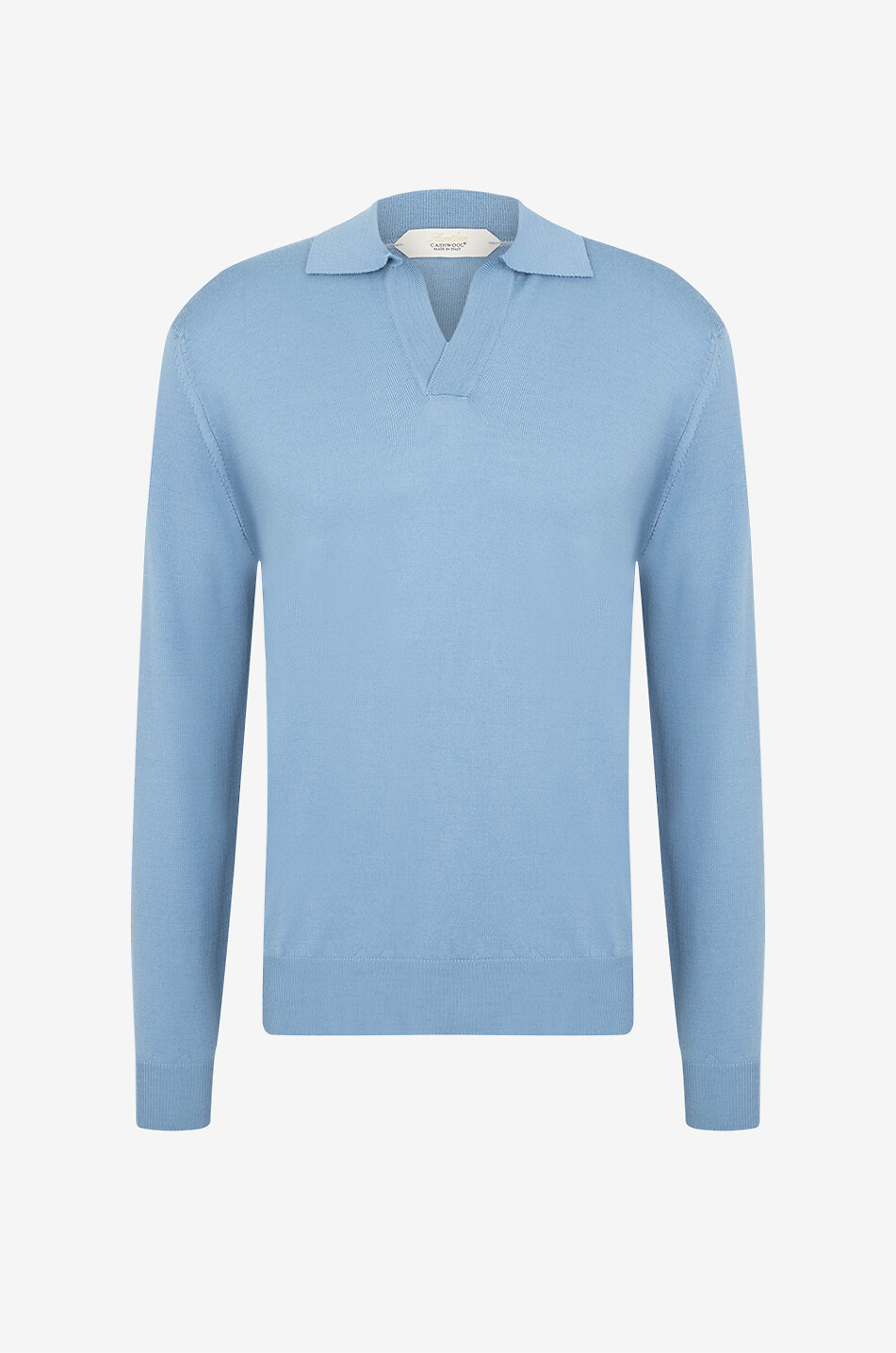 AURELIEN Feiner Polohemd-Pullover aus Wolle Cashwool Herren BLAU 1