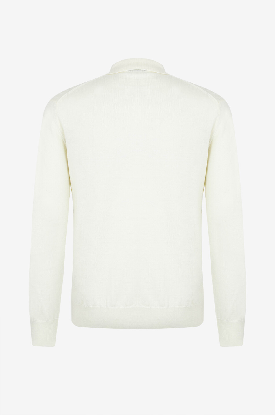 AURELIEN Merino wool long-sleeved polo shirt Men EGGSHELL 2