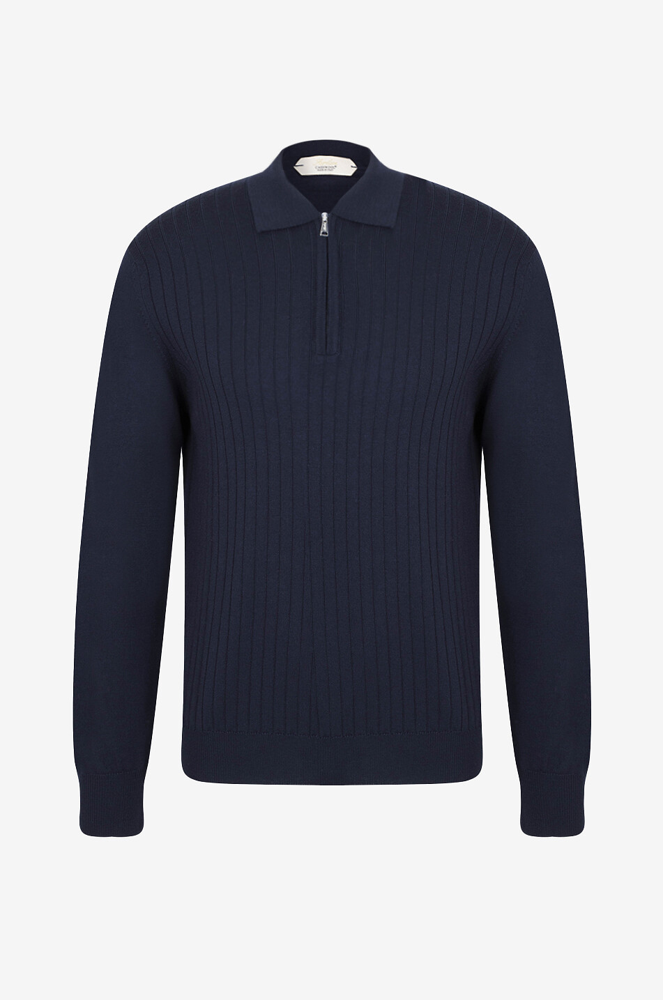 AURELIEN Merino wool long-sleeved polo shirt Men DARK BLUE 1